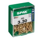 Spax Houtschroef 3.0x30mm - Phillips Z1 - 100 stuks, Doe-het-zelf en Verbouw, IJzerwaren en Bevestigingsmiddelen, Verzenden, Nieuw