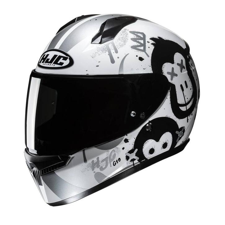 HJC C10 Geti Zwart Wit Integraalhelm Kids, Motoren, Kleding | Motorhelmen, S, Nieuw met kaartje, HJC, Integraalhelm, Verzenden