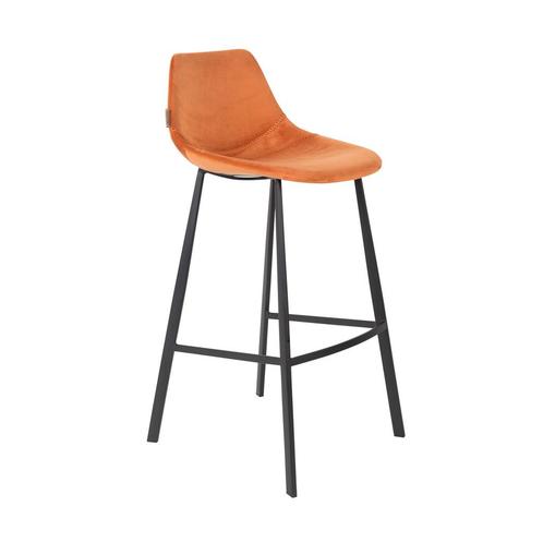*WOONWINKEL* Dutchbone Franky Hoge Fluwelen Barstoel Oranje, Huis en Inrichting, Barkrukken, Nieuw, Verzenden