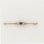 Broche - 18 karaat Geel goud, Witgoud Saffier - Diamant -, Sieraden, Tassen en Uiterlijk, Antieke sieraden