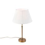 Bronze tafellamp met plisse kap wit 35cm - Parte, Nieuw, Overige materialen, Klassiek / Antiek, 50 tot 75 cm