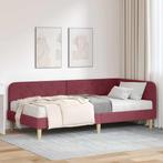 vidaXL Hoekbedframe Wijnrood 90 x 200 cm Stof, Verzenden, Nieuw, Rood, Stof