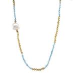 Vintage citrien met aquamarijn collier met parel en, Ophalen of Verzenden, Nieuw