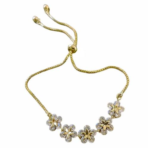 Fako Bijoux® - Dames Armband Vijf Bloemetjes Kristal -, Sieraden, Tassen en Uiterlijk, Armbanden, Verzenden