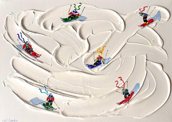 Juli Lampe (1980) - Ski Lovers in the snowy expanses, Antiek en Kunst, Kunst | Schilderijen | Modern