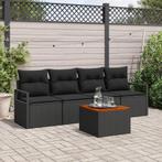 vidaXL Tuin Sofa Set 5 pcs Zwart Groot Riet, Hout, Verzenden, Nieuw, Rotan