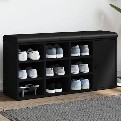 vidaXL Schoenenbank 102x32x50 cm bewerkt hout zwart, Huis en Inrichting, Banken | Voetenbanken en Poefen, Nieuw, Verzenden