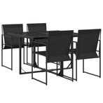 Tuinset Zwart Textileen 5-dlg | Retourdeal | 35% Korting, Tuin en Terras, Tuinsets en Loungesets, Nieuw, Ophalen of Verzenden
