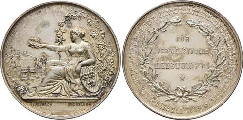 Verzilverte brons medaille o J ( 1896 ) Hessen Darmstadt:, Postzegels en Munten, Penningen en Medailles, Verzenden