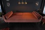 Retro slaapbank DIVANI 220cm oudroze fluweel gouden poten, Ophalen of Verzenden, Nieuw