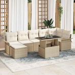 vidaXL Tuin Sofa Set met kussen 8 pcs Beige Poly riet, Verzenden, Nieuw, Rotan