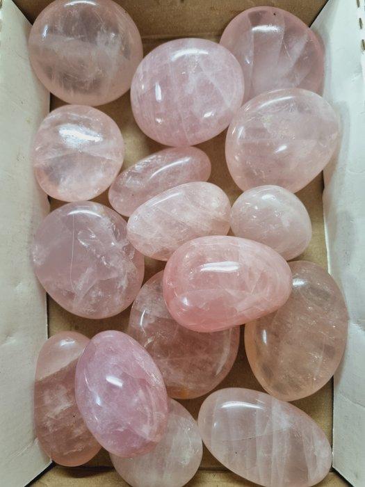 Big Lot HQ palm stones Rosequartz 6,6 - 4,5 cm Vrije vorm-, Verzamelen, Mineralen en Fossielen