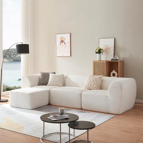 [en.casa] 3-Zitsbank Hurvas met longchair modulaire bank 313, Huis en Inrichting, Banken | Sofa's en Chaises Longues, Nieuw, Verzenden