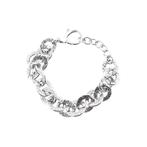 Zilveren fantasie schakel armband  | 19,5 cm - 23 cm, Sieraden, Tassen en Uiterlijk, Armbanden, Ophalen of Verzenden, Gebruikt