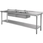 RVS Spoeltafel | Spoelbak Dubbel | 240x60x90 cm Vogue, Verzenden, Nieuw in verpakking