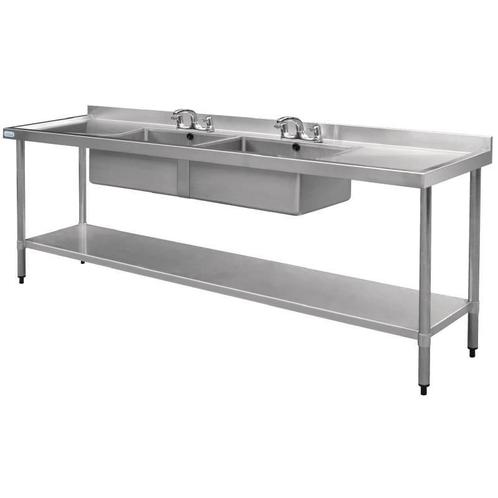 RVS Spoeltafel | Spoelbak Dubbel | 240x60x90 cm Vogue, Zakelijke goederen, Horeca | Meubilair en Inrichting, Verzenden