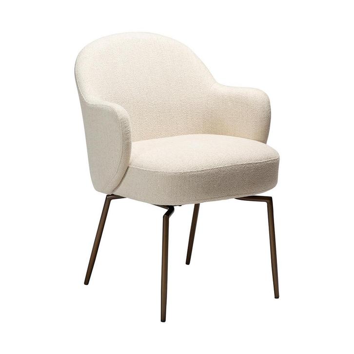 *WOONWINKEL* Dan-Form Bae Swivel Beige Boucle Eetkamerstoel, Huis en Inrichting, Stoelen, Nieuw, Verzenden