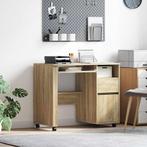 vidaXL Bureau met Wielen Sonoma eiken 91 x 50 x 77 cm, Verzenden, Nieuw