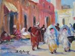 Bruno Retaux (1947) - Rue à Marrakech . Maroc, Antiek en Kunst, Kunst | Schilderijen | Klassiek