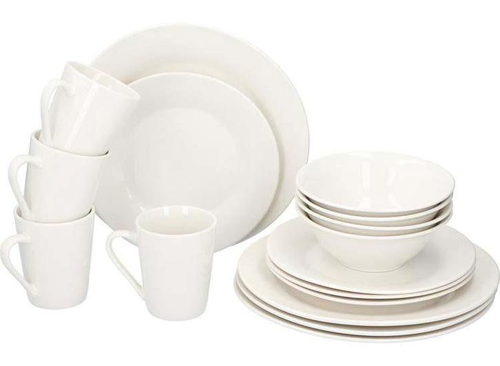 Alpina Serviesset 16-Delig - Servies voor 4 Personen - Wit, Huis en Inrichting, Keuken | Keukenbenodigdheden, Nieuw, Verzenden