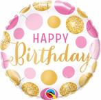 Pin & Gold stippen Happy birthday folie ballon 45cm, Ophalen of Verzenden, Nieuw
