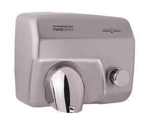 Mediclinics Handdroger RVS mat - met drukknop - krachtig, Zakelijke goederen, Horeca | Overige, Verzenden