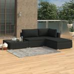 vidaXL 4-delige Loungeset met kussens poly rattan zwart, 4 zitplaatsen, Nieuw, Loungeset, Verzenden
