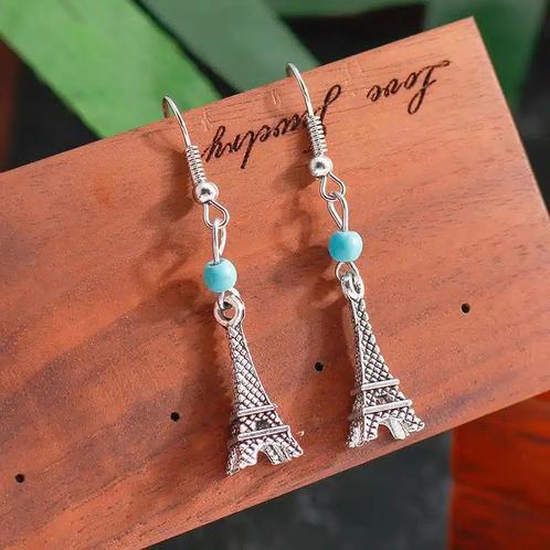 Eifeltoren oorbellen met turkoois, Sieraden, Tassen en Uiterlijk, Oorbellen, Verzenden