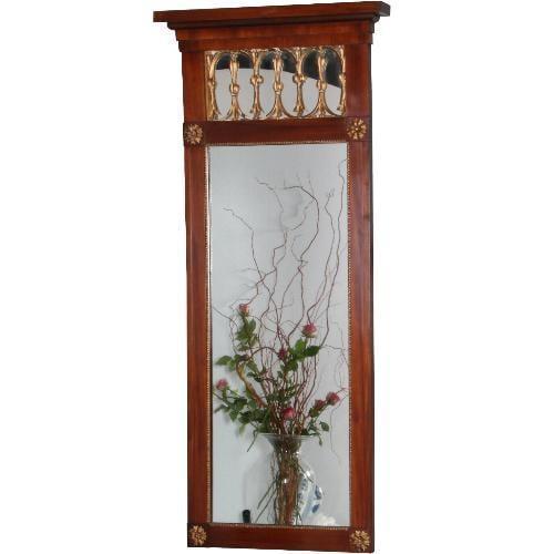 Shouwspiegel in mahonie met goud maaswerk in de kroon 1830, Antiek en Kunst, Antiek | Spiegels, Ophalen of Verzenden