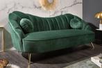 Retro 3-zitsbank ARIELLE 220cm flesgroen fluweel 3-zits met, Ophalen of Verzenden, Nieuw