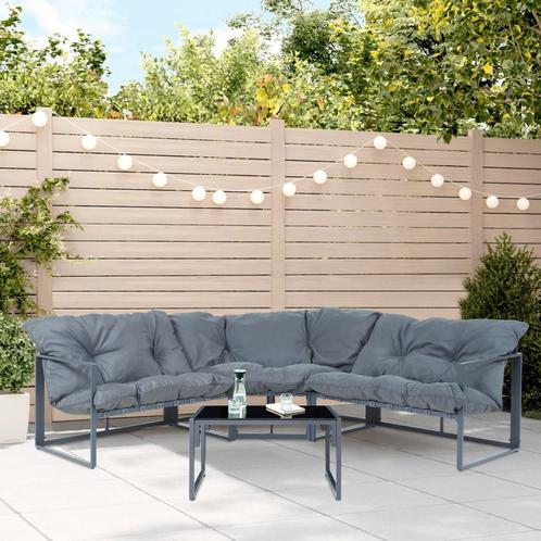 Loungeset Karg tuinset met kussens donkergrijs casa.pro, Tuin en Terras, Tuinsets en Loungesets, Nieuw, Verzenden