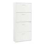 Schoenenkast Sykkylven 4 kleppen wit 134x60x24 cm [en.casa], Verzenden, Nieuw