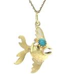 Gouden vintage vis hanger met kleursteen 14 kt, Ophalen of Verzenden, Nieuw