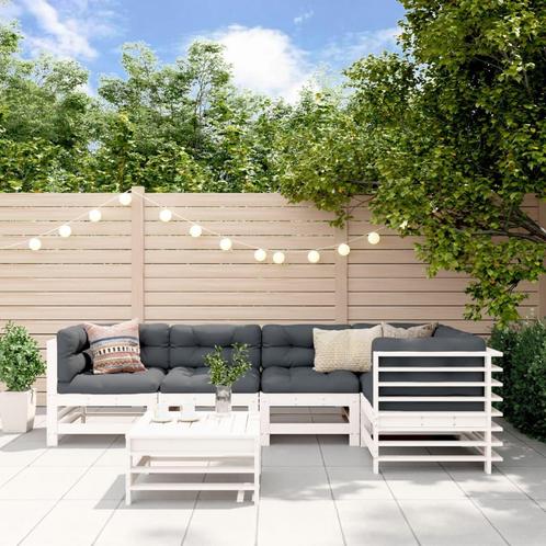 vidaXL 6-delige Loungeset massief grenenhout wit, Tuin en Terras, Tuinsets en Loungesets, Loungeset, Nieuw, 6 zitplaatsen, Verzenden