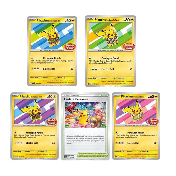 Indonesische Sealed Pikachu Promo set - Berkemeja Batik, Hobby en Vrije tijd, Verzamelkaartspellen | Pokémon, Meerdere kaarten