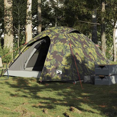 vidaXL Koepeltent 3-persoons waterdicht camouflage, Caravans en Kamperen, Tenten, Nieuw, tot en met 2, Verzenden