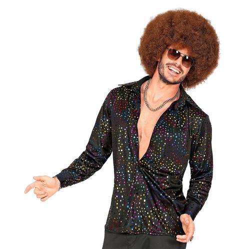 Disco 70S Blouse Zwart Heren Metallic, Kleding | Heren, Carnavalskleding en Feestkleding, Nieuw, Verzenden