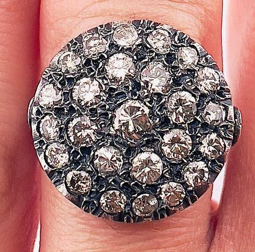 Ring - 18 karaat Geel goud, Zilver Diamant (Natuurlijk), Sieraden, Tassen en Uiterlijk, Ringen