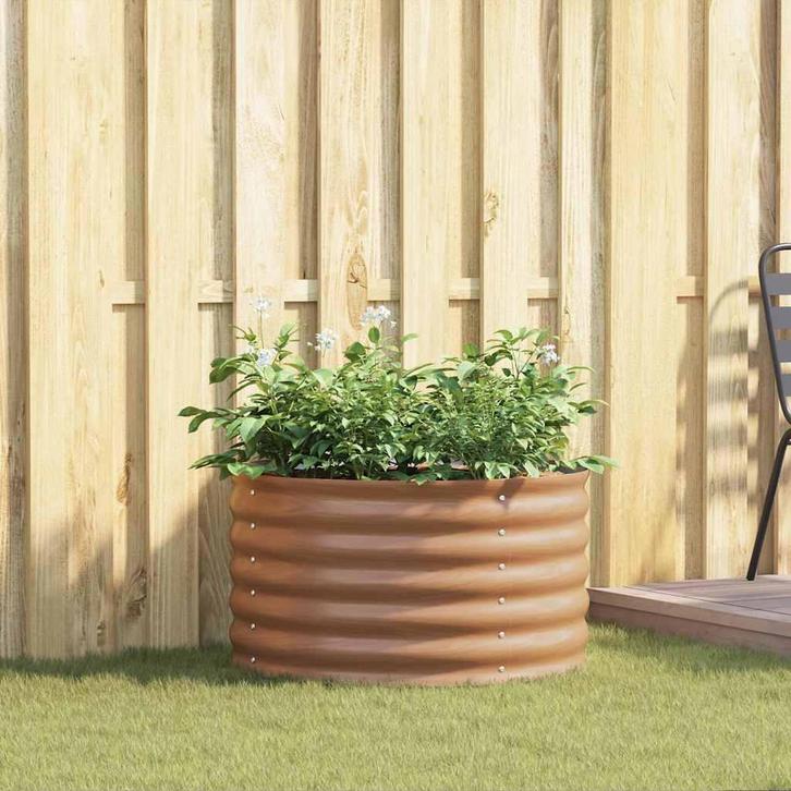vidaXL Verhoogde plantenbak Bruin 80 x 80 x 44 cm Staal, Tuin en Terras, Bloembakken en Plantenbakken, Nieuw, Metaal, Verzenden