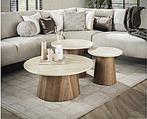 Salontafel travertin keramiek set van 3 rond, Huis en Inrichting, Tafels | Salontafels, Ophalen of Verzenden, Nieuw