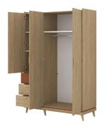 Kledingkast Skagen - Eiken - 3-Deurs met Lades, Huis en Inrichting, Kasten | Kledingkasten, Verzenden, Nieuw