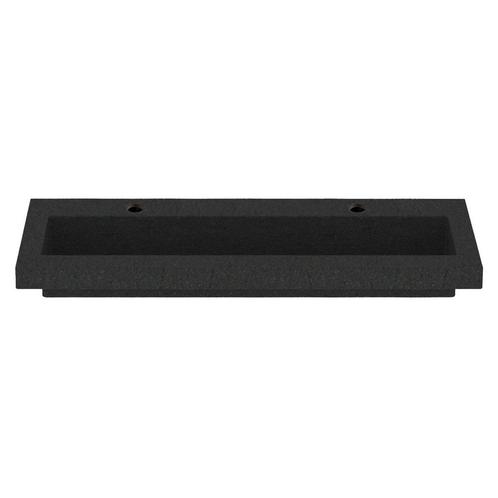 BWS Wastafel Hardsteen 100x46x5 cm 2 Kraangaten Mat Zwart, Doe-het-zelf en Verbouw, Sanitair, Overige typen, Nieuw, Ophalen of Verzenden
