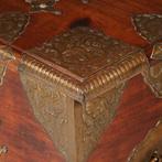 Koloniaal documenten kistje djatihout messing beslagen ca 18, Ophalen of Verzenden