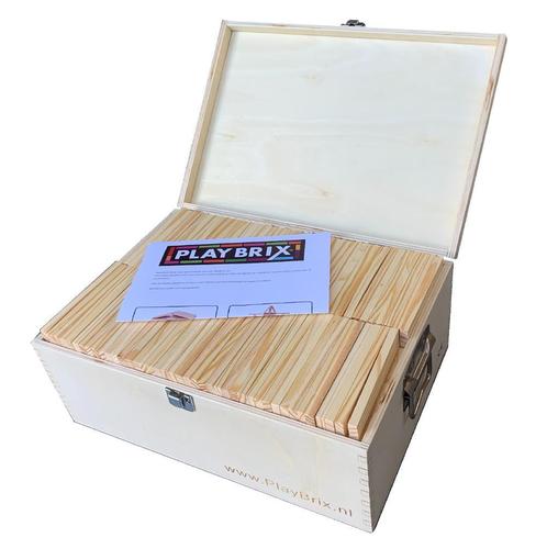 PlayBrix bouwplankjes 500st in houten kist Splinternieuw!, Kinderen en Baby's, Speelgoed | Houten speelgoed, Overige typen, Nieuw
