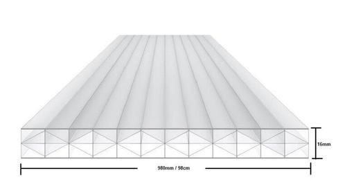 Polycarbonaat kanaalplaat TOP-X5 16mm dik |  98x300cm (BxL), Tuin en Terras, Overkappingen, Veranda, Nieuw, Verzenden