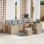 vidaXL 10-delige tuinset met kussens in beige poly rattan en, Tuin en Terras, Verzenden, Nieuw, Rotan, Tuinset