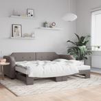 vidaXL Slaapbank met onderschuifbed 80x200 cm stof taupe, Huis en Inrichting, Eenpersoons, Verzenden, Nieuw, 80 cm
