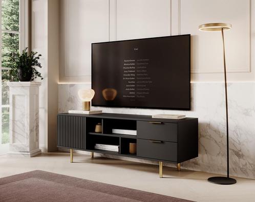 Meubella TV-Meubel Nicola mat zwart goud 150cm, Huis en Inrichting, Kasten | Televisiemeubels, 150 tot 200 cm, 25 tot 50 cm, Nieuw