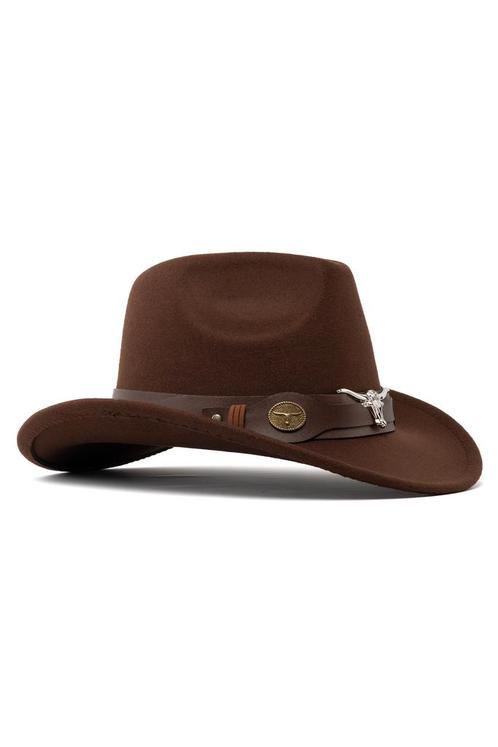 Cowboyhoed Donkerbruin Wolvilt Stier Bruine Cowboy Western H, Kleding | Heren, Carnavalskleding en Feestkleding, Nieuw, Overige maten