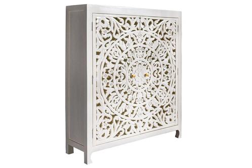 Highboard MARRAKECH 140cm wit mango hout - 43866, Huis en Inrichting, Kasten | Overige, Ophalen of Verzenden